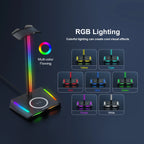 New Bee Z12 RGB Headset Stand Holder with Wireless Charger, Desk Base, Gaming Headphones Holder, Non-Slip Rubber Base