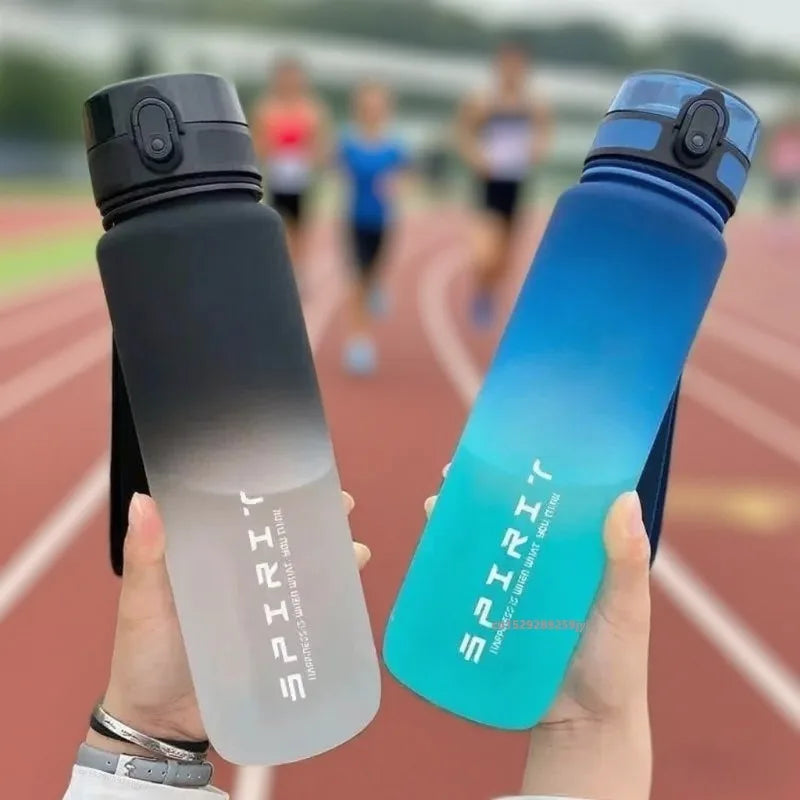 500ML/1000ML Large Capacity Sports Water Bottle Leak-Proof Motivational Portable Reusable Plastic Cups Outdoor Travel Gym Jugs
