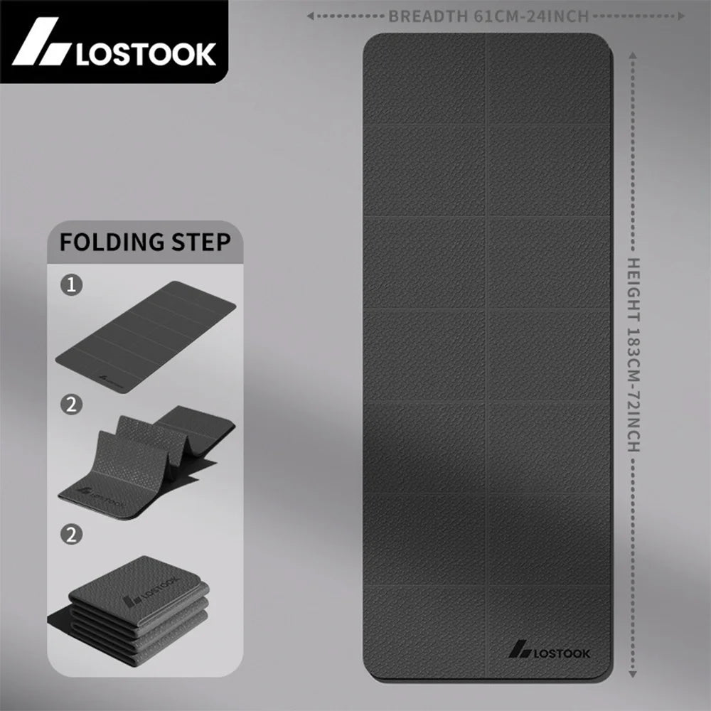 Tapete de Yoga TPE 4 mm Dobrável para Viagem e Treino em Casa