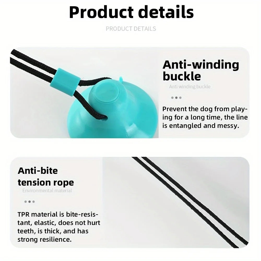 Interactive Dog Suction Cup Toy with Sound and Food Dispensing - Durable Rubber Training Ball for Puzzle and Tug-of-War Play