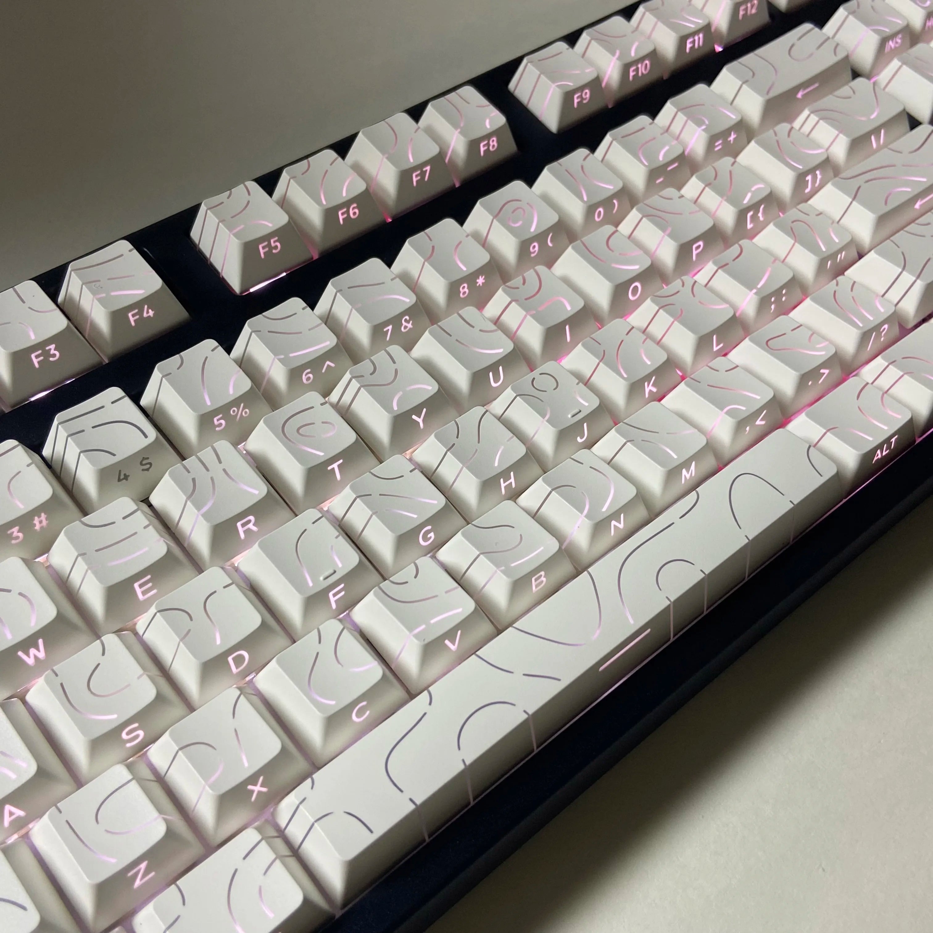Line Gradient Side Shine Through Keycaps Cherry Profile PBT Custom Keycaps for 60% 65% 75% 96% 98% 100% Mechanical Keyboard