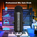 Microfone USB Profissional Haomuren Cardioide com Braço para Streaming e Podcast