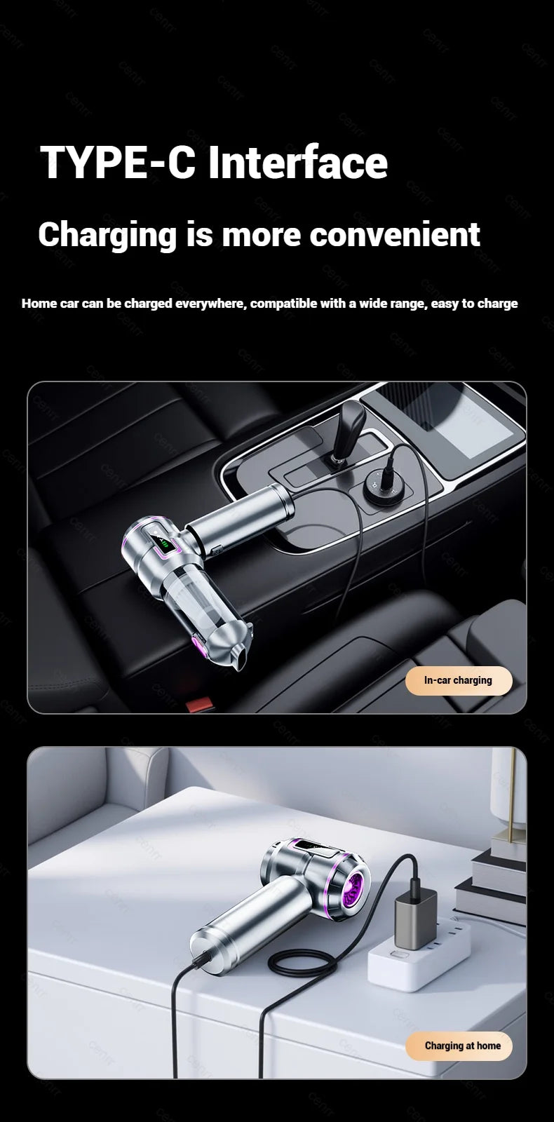 Aspirador Portátil Mini 998000PA para Carro e Casa com Função Sopro