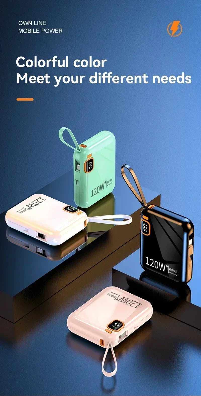 2025 New MINI 10000mAh Portable PD 120W Power Bank Two-Way Fast Charger Mini Powerbank for iPhone Xiaomi Samsung