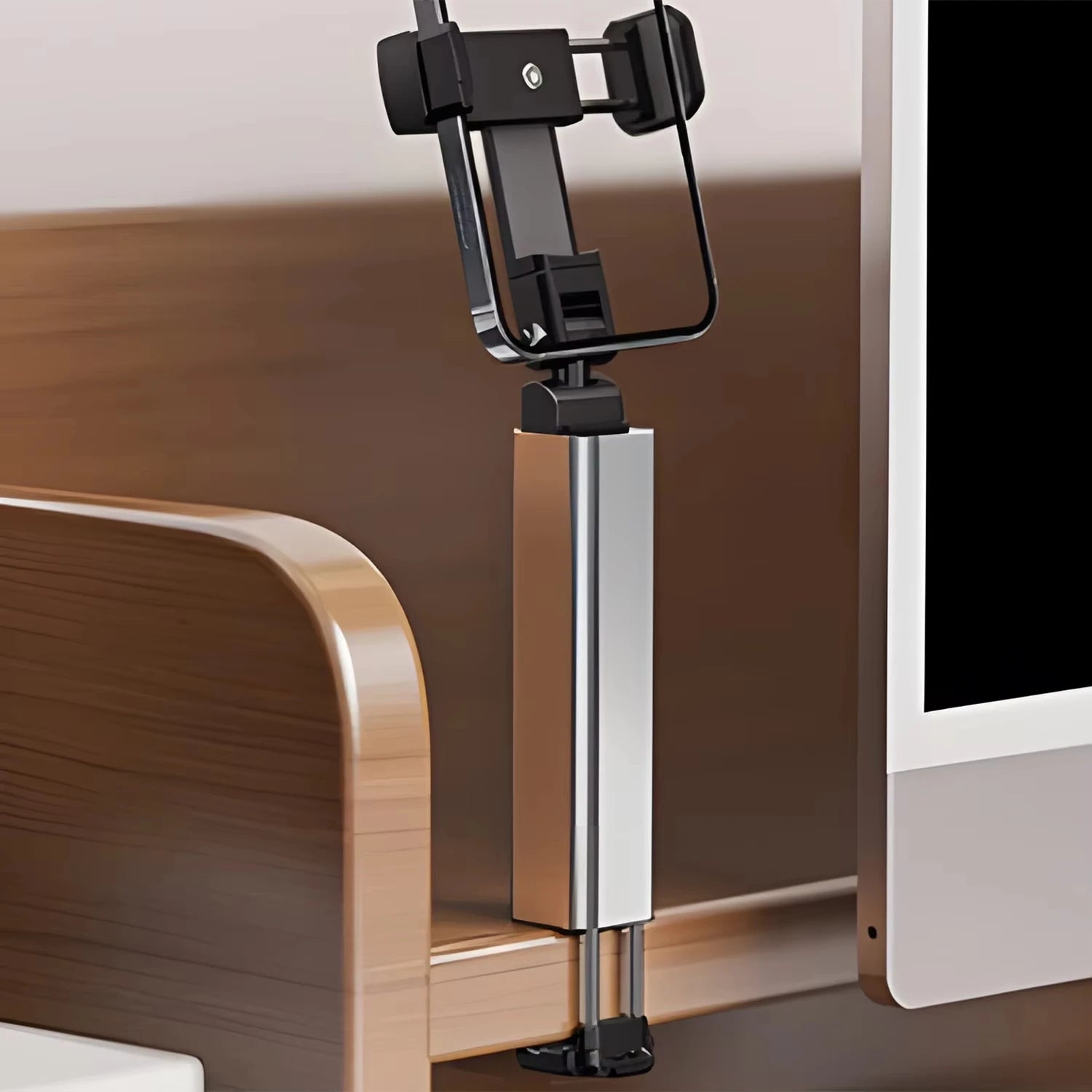 360 Degree Portable Travel Phone Holder Desktop Adjustable Rotatable Phone Stand for Airplane Flight Train Foldable Seat Bracket