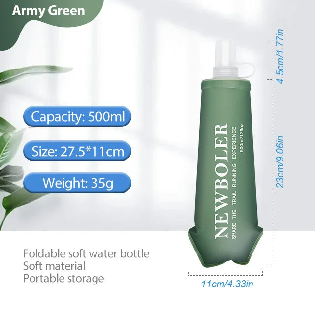 Garrafa Soft Flask 150/250/300/500ml – Dobrável em TPU para Corrida e Outdoor