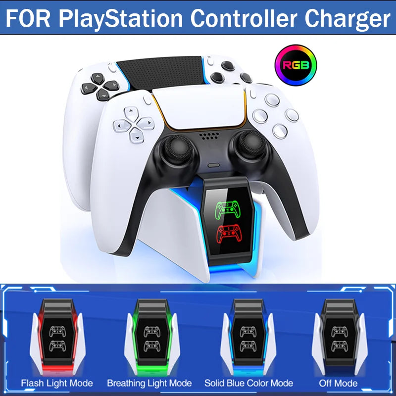 RGB Controller Charging Station For PS5 Dual Fast Charger RGB Indicator Charging Stand Docking Station For PS5 Gamepad