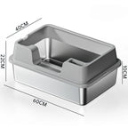 Stainless Steel Cat Litter Box with Lid and Scoop for Big Cat XL Metal Litter Pan Tray with High Wall Sides Enclosure Non-Sticky