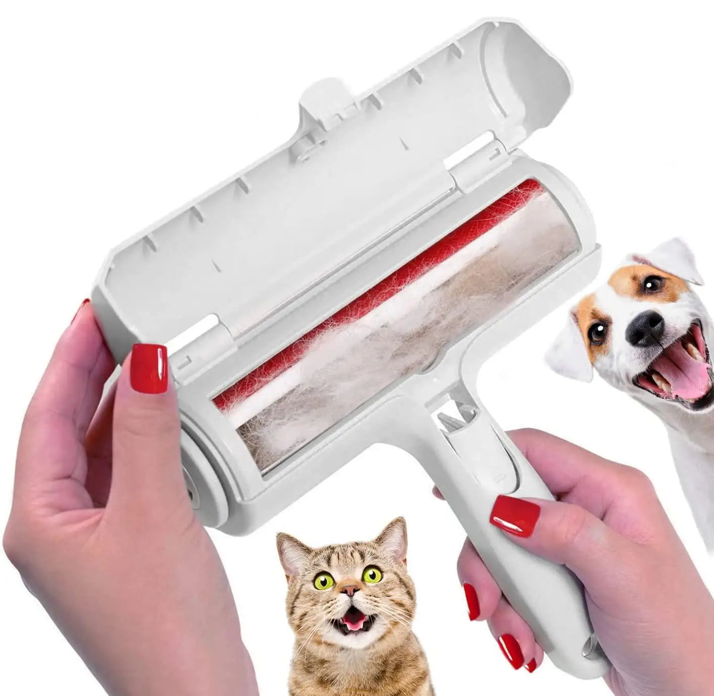 Pet Hair Remover Roller - Dog & Cat Fur Remover with self-cleaning base - Efficient pet hair removal tool - Perfect for furnishings