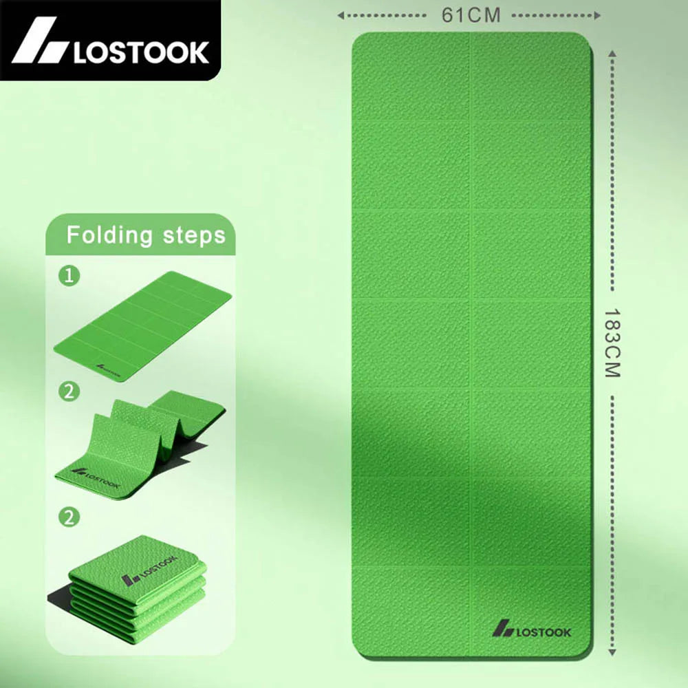 Tapete de Yoga TPE 4 mm Dobrável para Viagem e Treino em Casa