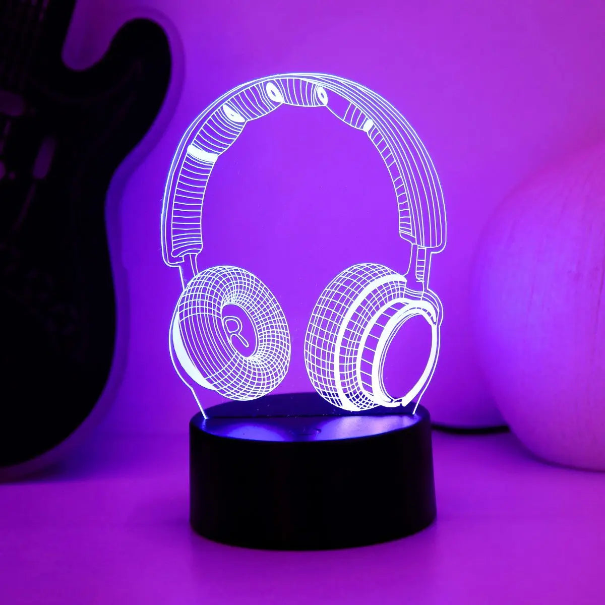 Headphones 3D visual night light, USB 7-color touch, suitable for game room bedroom decorative lights, gift lights
