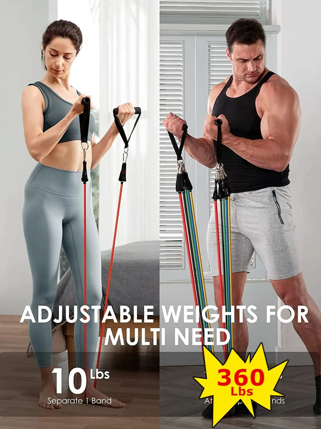 360lbs Fitness Exercises Resistance Bands Set Elastic Tubes Pull Rope Yoga Band Training Home Gym Workout Equipment