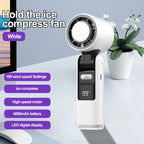 Outdoor Handheld Cold Compress Fan 3600mAh Quite High-speed Cold Air USB Rechargeable Mini Turbo Fan with Lanyard Portable Fan