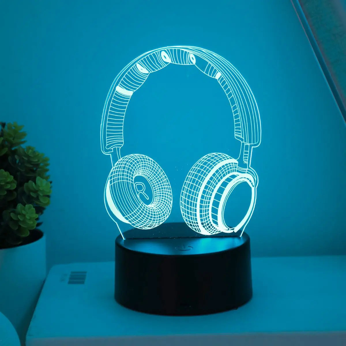 Headphones 3D visual night light, USB 7-color touch, suitable for game room bedroom decorative lights, gift lights