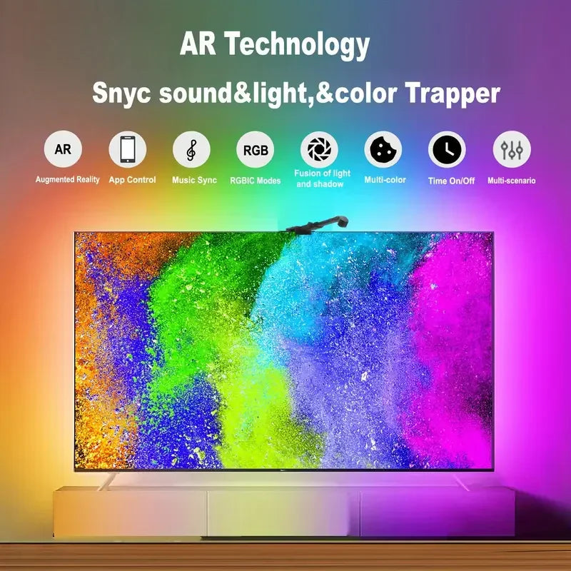 TV/PC Backlight with Color Pickup RGB-IC LED Strip Lights for 55-75 inch Screens Smart Sync Gaming Room Decor Atmosphere Lights