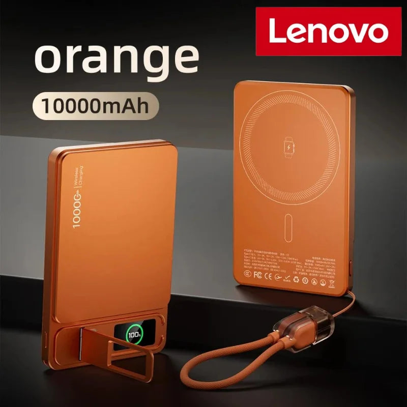 Lenovo 10000mAh Slim Power Bank — Magnético MagSafe Wireless 20W CCC