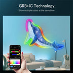 TUYA Neon LED Strip Lights 5V 72LEDs/M Silicone Neon Rope Light with Music Sync RGBIC Dreamcolor Chasing Strip Tape for Room