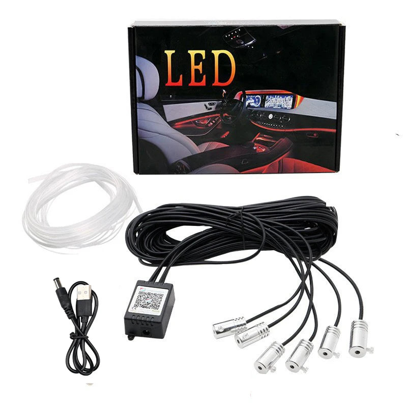 Flexible EL Wire Lights With App Control Ambient Atmosphere Strip Light Decorative Lamps 12V Car Interior Neon RGB Led Strip