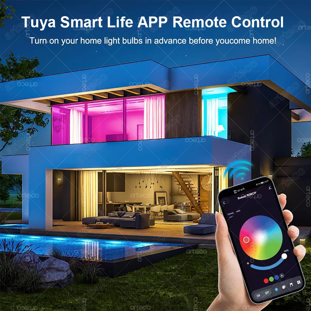 Tuya Smart Bulb Zigbee/WiFi/Bluetooth — E27/E14/GU10 RGBCW Regulável Alexa