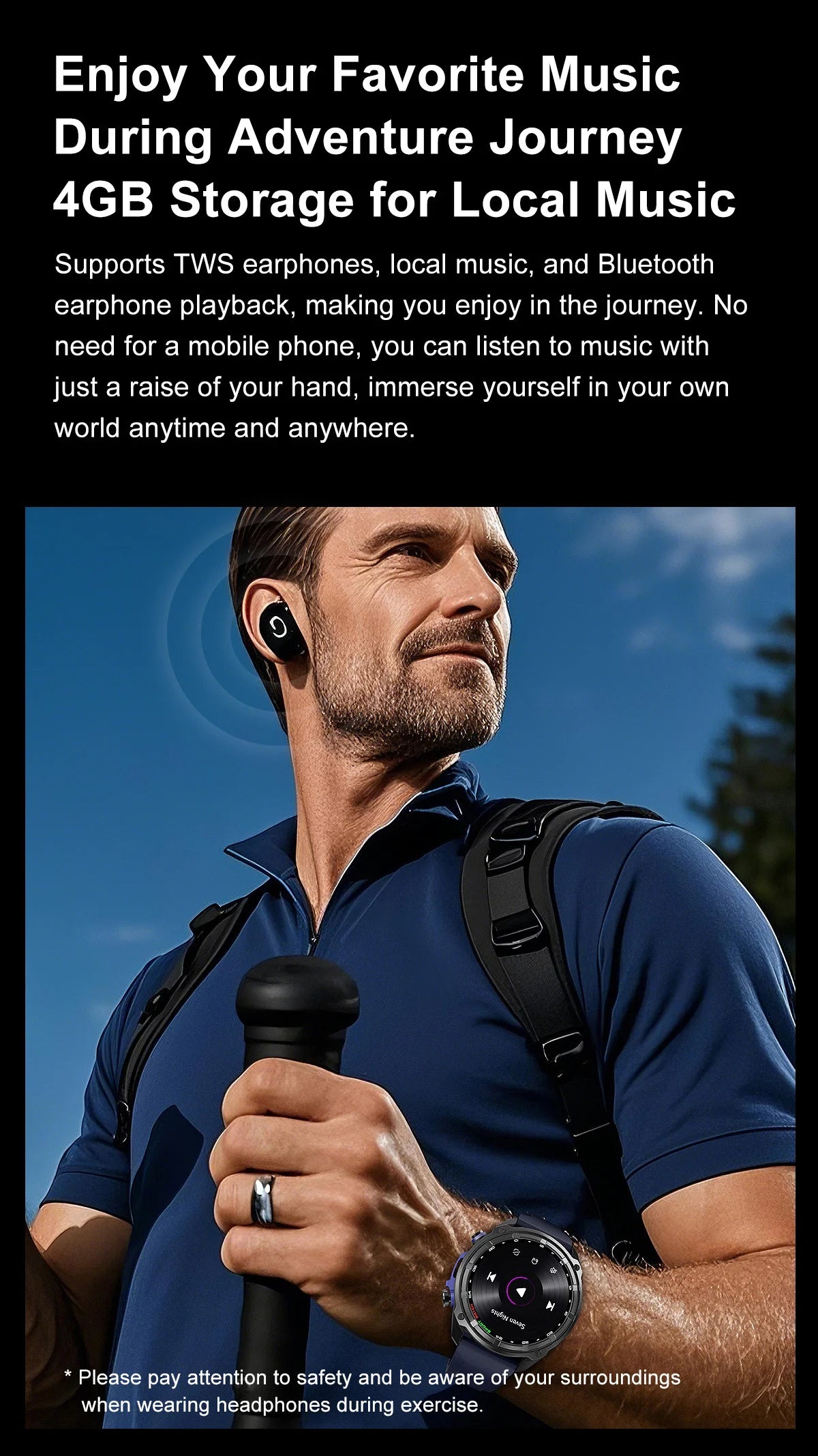 Smartwatch Militar 2025 – Mapas Offline, Memória 4GB e Multimédia Completa