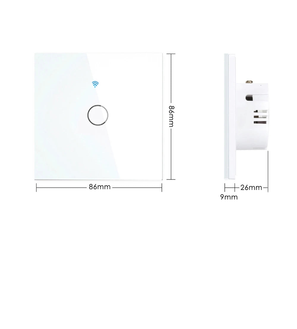 AXUS WiFi Touch Switch — Smart RF433 Sem Neutro Tuya Alexa
