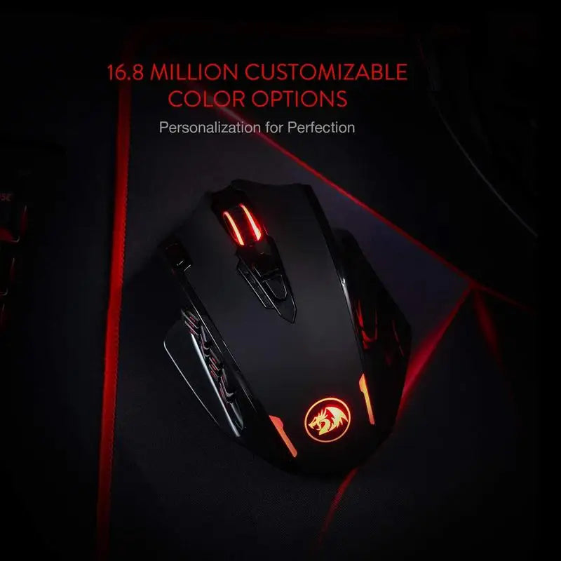 Redragon M913 Gaming 16000 DPI Wired 2.4Ghz Wireless RGB Optical Gaming Mouse with 16 Programmable Buttons, Black/White