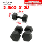 Dumbbell Set, Hexagonal, 2.5kg, 5kg, 7.5kg, 10kg Made of PVC and Iron with Sand, Gym Weights, Non-Slip Handle, Ideal for Strength Training and Home Gym, Ergonomic Fitness Weights