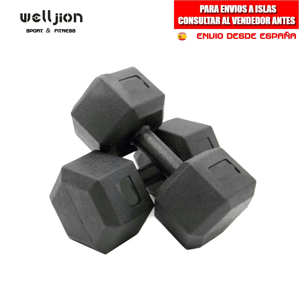 Dumbbell Set, Hexagonal, 2.5kg, 5kg, 7.5kg, 10kg Made of PVC and Iron with Sand, Gym Weights, Non-Slip Handle, Ideal for Strength Training and Home Gym, Ergonomic Fitness Weights
